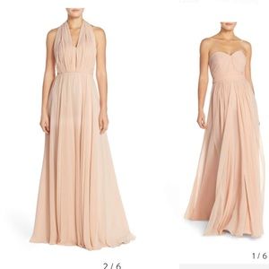 Mira Convertible Strapless Chiffon GownJenny choo)